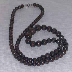 Vintage Korea‎ Graduated Bronze Brass Beads on Chain Necklace 30”